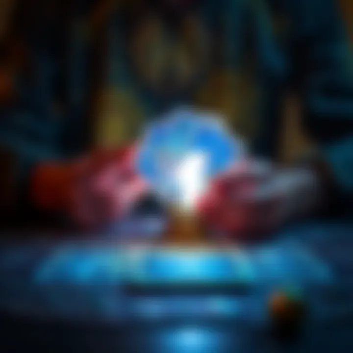 A person holding tarot cards with a glowing crystal ball on a table, symbolizing insights into no contact relationships