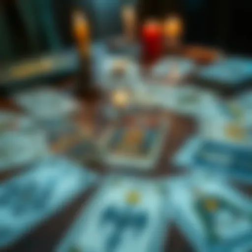 A set of tarot cards laid out on a wooden table, inviting people to seek guidance