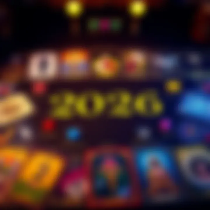 A colorful spread of tarot cards laid out for each month of the year 2026, showing various symbols and images representing different meanings.