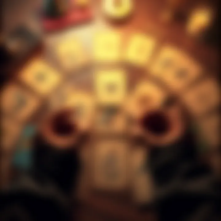 A tarot spread featuring Rider-Waite cards laid out on a table, with a person's hands hovering over them, expressing concern about a lost passport.