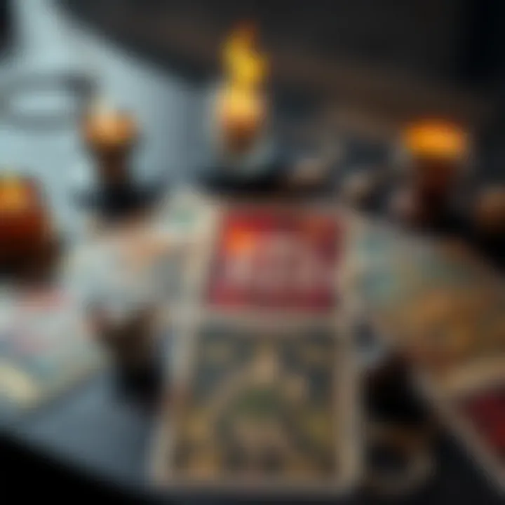 A collection of tarot cards arranged on a table, representing different zodiac signs and weekly insights.