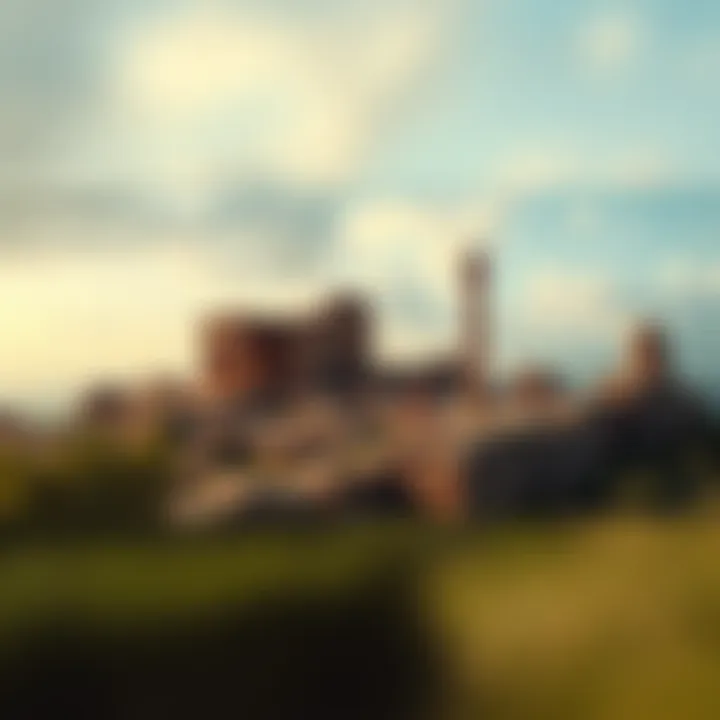 A scenic view of ancient ruins resembling structures from a lost civilization, surrounded by nature.