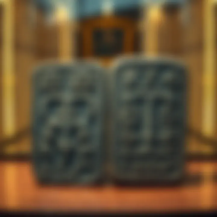 Two ancient Tărtăria Tablets placed next to each other with symbols carved on them, showcasing their historical significance.