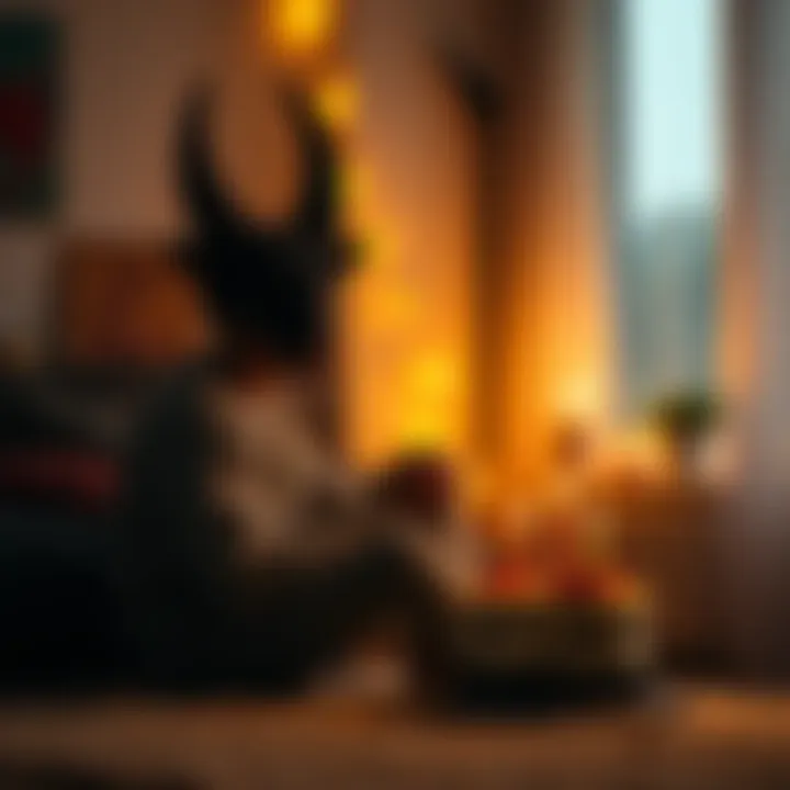 A Taurus person sitting alone in a cozy room, looking thoughtful on their birthday with a small cake beside them.