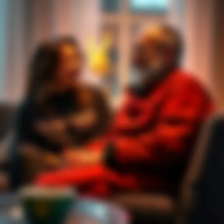 A Taurus woman and Cancer man sharing a moment, discussing their relationship with smiles