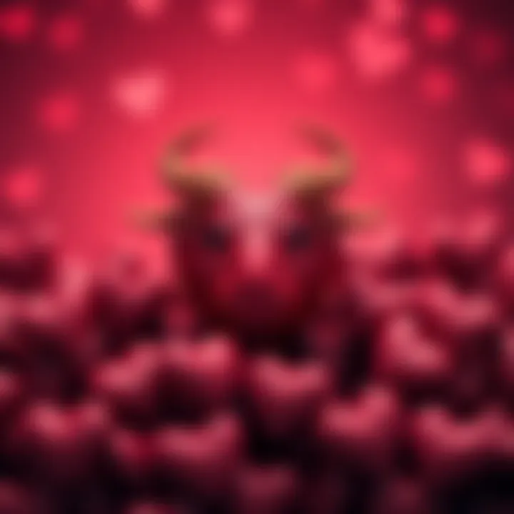 A Taurus symbol surrounded by hearts, representing love and self-care