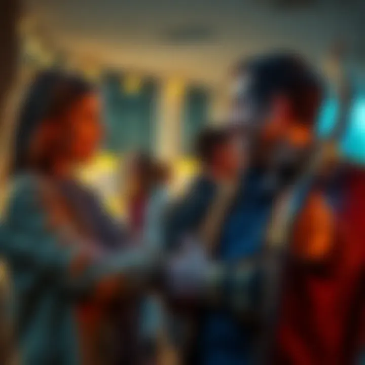 A Taurus woman and a Sagittarius man share a lively conversation, showcasing their contrasting personalities and attraction.