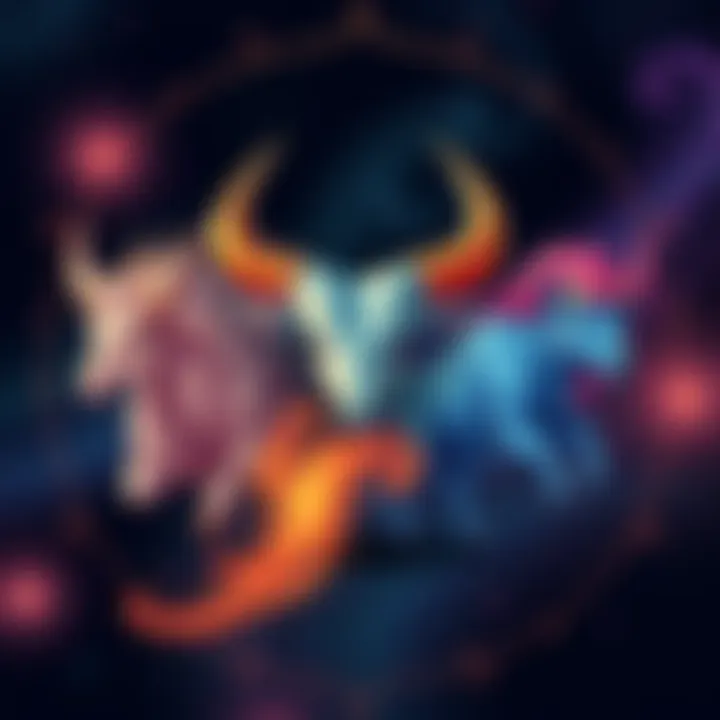 Illustration showing Taurus symbol alongside other zodiac signs representing compatibility