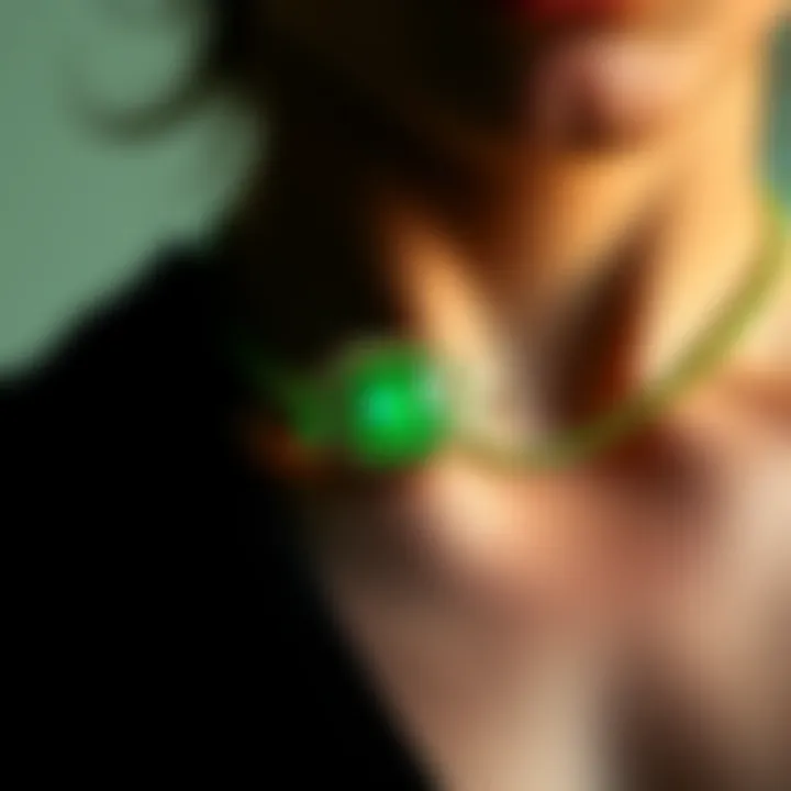 A Taurus Ascendant person wearing a green emerald gemstone, symbolizing the connection with Mercury in the 8th house.