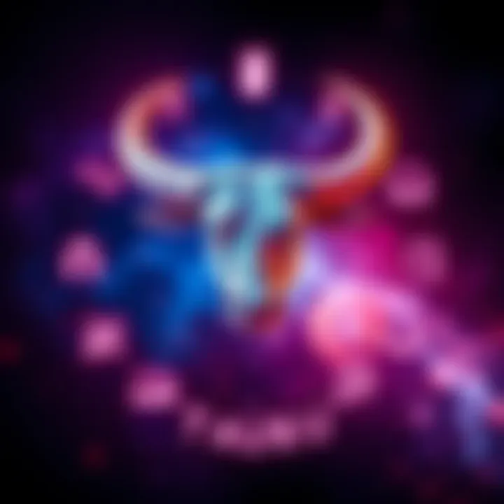 A Taurus zodiac symbol surrounded by icons representing effective communication, highlighting techniques to engage stubborn individuals.