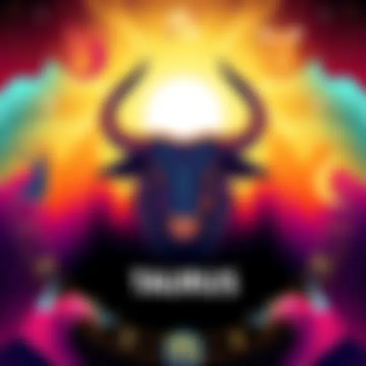 Illustration of Taurus zodiac sign surrounded by its top compatible signs