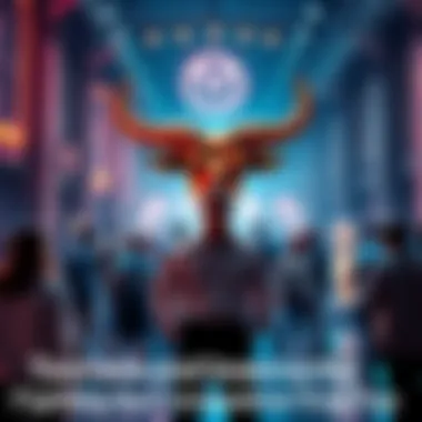 A Taurus symbol with a person standing proudly, showing confidence in a social setting, surrounded by people, conveying a sense of individuality.