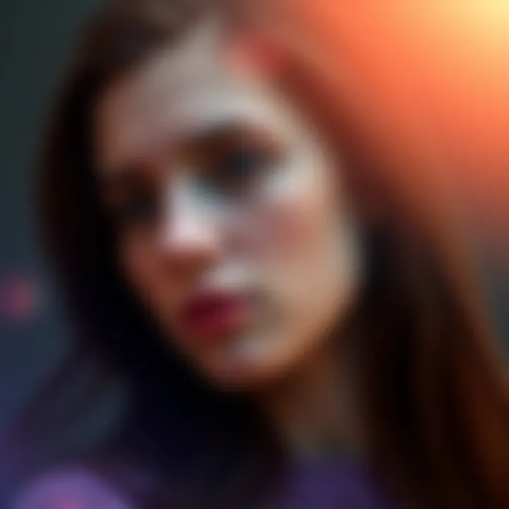 Taurus Girl's Profile Photo Removal A Taurus girl looking thoughtful with no profile photo on her social media, showing a sense of withdrawal, surrounded by calming colors.