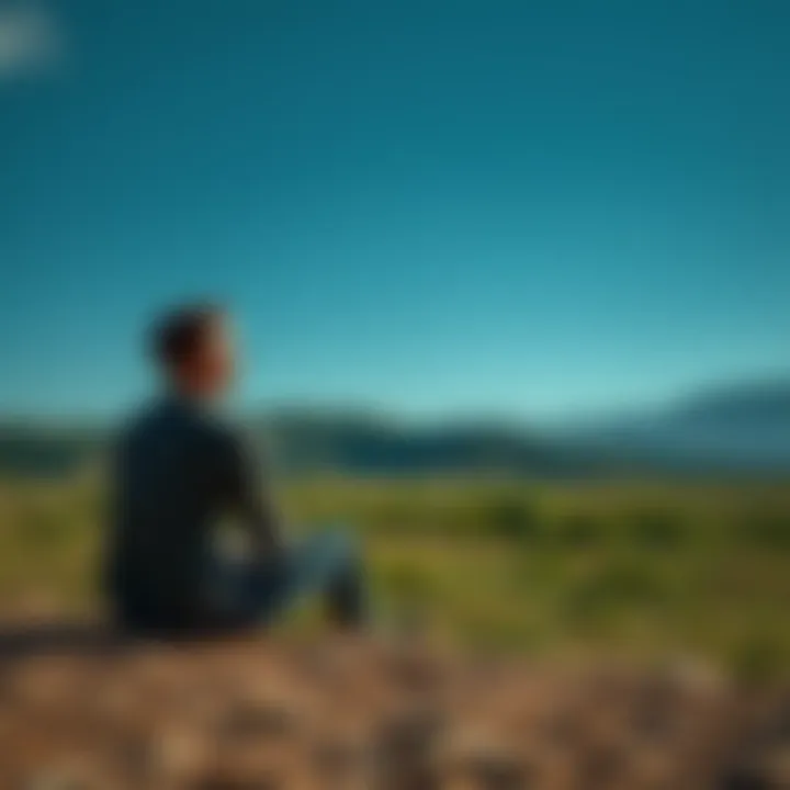 A person sitting alone in a peaceful setting, looking thoughtful while considering the concept of accepting help and care from others.