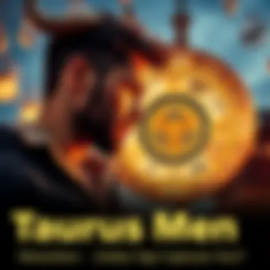 A Taurus man gazing thoughtfully at a zodiac wheel with different female signs highlighted, symbolizing attraction and compatibility in love.