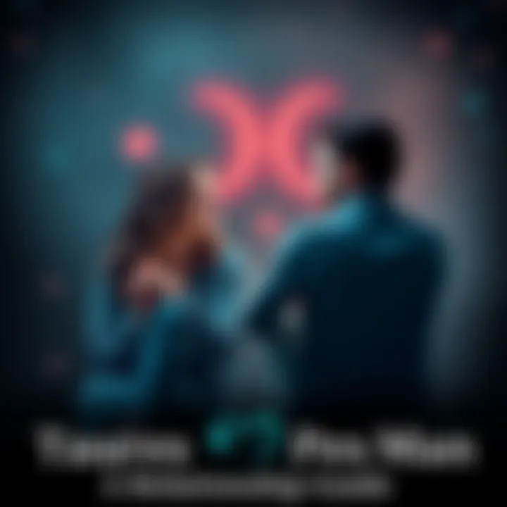 Taurus Woman and Pisces Man A Taurus woman and Pisces man sitting together, discussing their relationship, with a backdrop of stars and zodiac symbols.