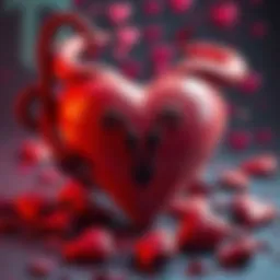 Astrological symbol of Taurus surrounded by broken hearts, representing toxic relationships.