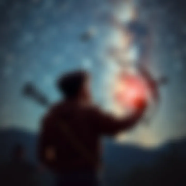 Taurus and Sagittarius Astrology Connection A Taurus sun and Pisces moon person looking at adventurous Sagittarius men under the stars, illustrating their attraction and romantic dynamics.