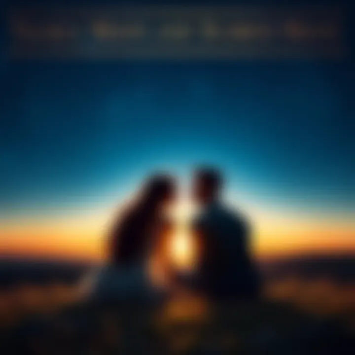 A couple sitting together, sharing a warm moment under a starry sky representing Taurus Moon and Scorpio Moon signs.