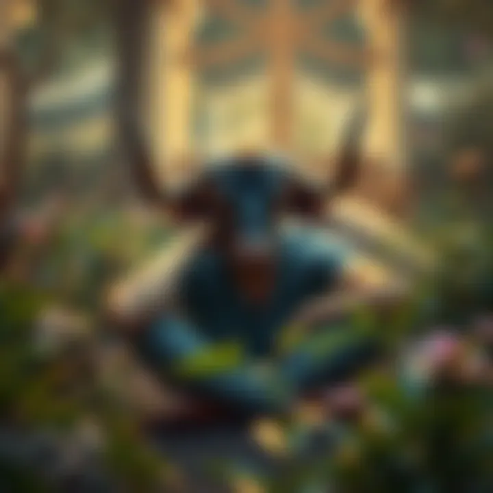A Taurus individual sitting peacefully in a garden, surrounded by plants, enjoying solitude and self-reflection