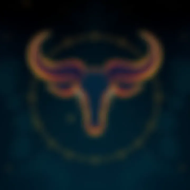 A graphic representation of the Taurus zodiac symbol with stars in the background, symbolizing its esoteric beliefs and significance in 2025.