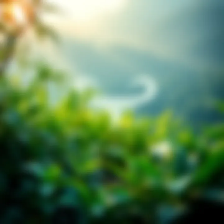 A Taurus symbol surrounded by lush green plants and calming scenery, representing growth and health amidst changes in life.