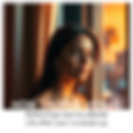 A person with a calm expression looking out a window, symbolizing reflection and healing after a relationship end. Soft lighting creates a warm atmosphere.