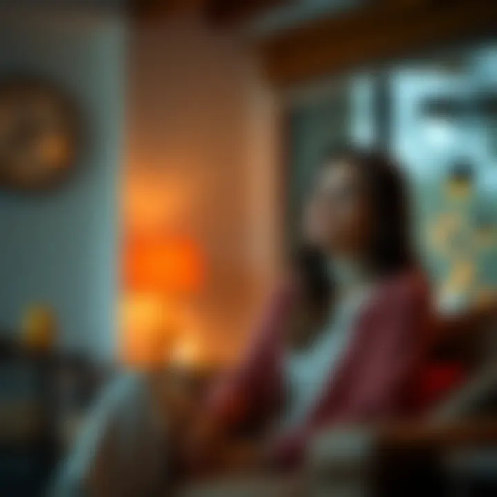 A 32-year-old Taurus woman sits in a cozy setting, looking thoughtful as she contemplates her feelings about love and relationships.