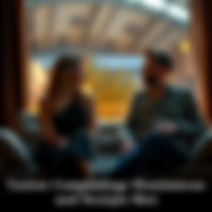 A Taurus woman and a Scorpio man sitting together, engaged in a deep conversation, sharing their thoughts and feelings.