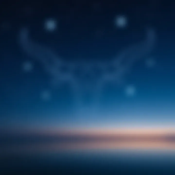 A Taurus zodiac symbol surrounded by twinkling stars with a calm night sky in the background, representing guidance and opportunities for the season.
