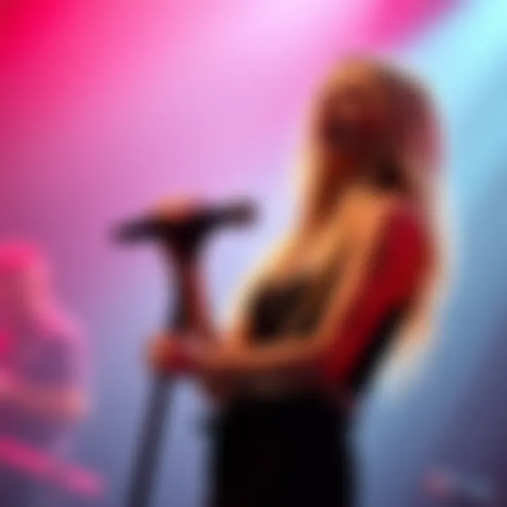 Taylor Momsen performing her new song Taylor Momsen on stage with a microphone, showcasing her energy while performing a new hit song.