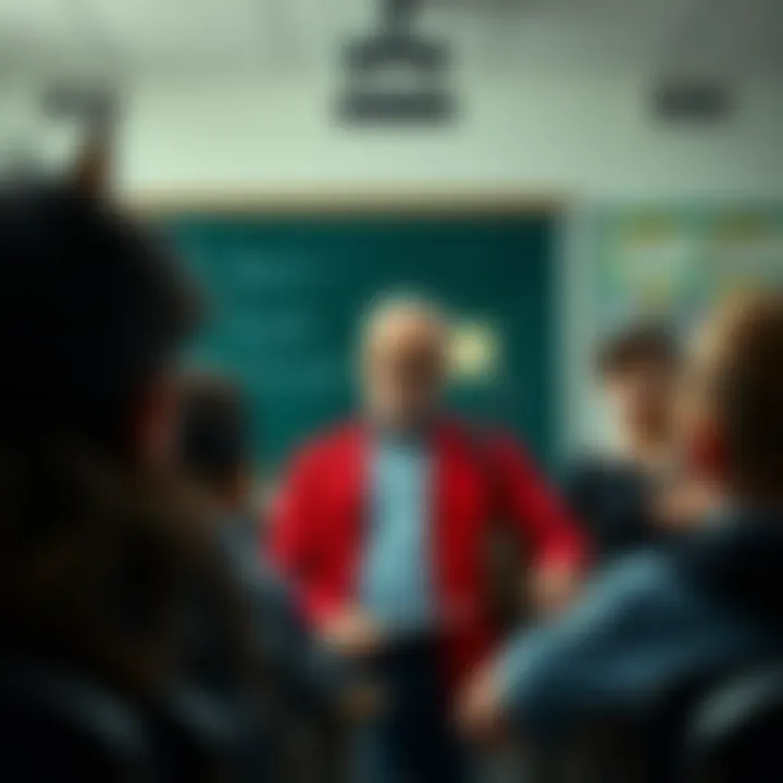 A classroom scene showing a teacher with a serious expression, telling students, 'I'm the devil.' Students appear confused and frightened.