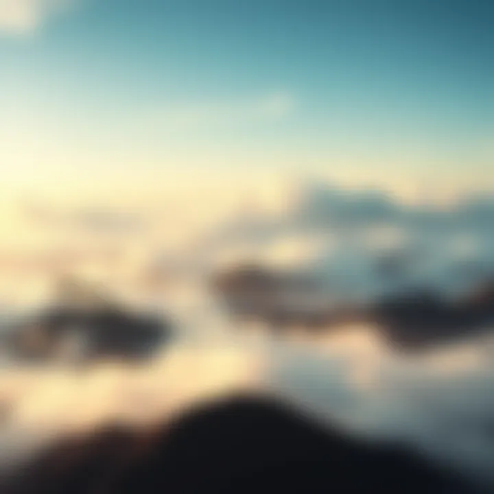 A serene scene depicting a peaceful landscape with soft clouds, symbolizing a pure mind and compassionate heart as taught by Wu Ling.