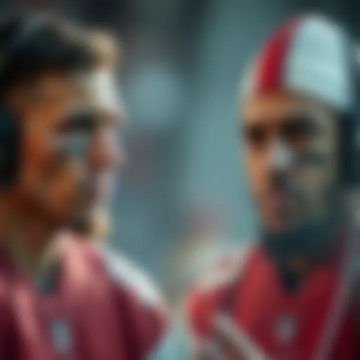 Travis and Thomas appearing worn out, showing signs of fatigue and aging after recent seasons, with a somber expression on their faces.