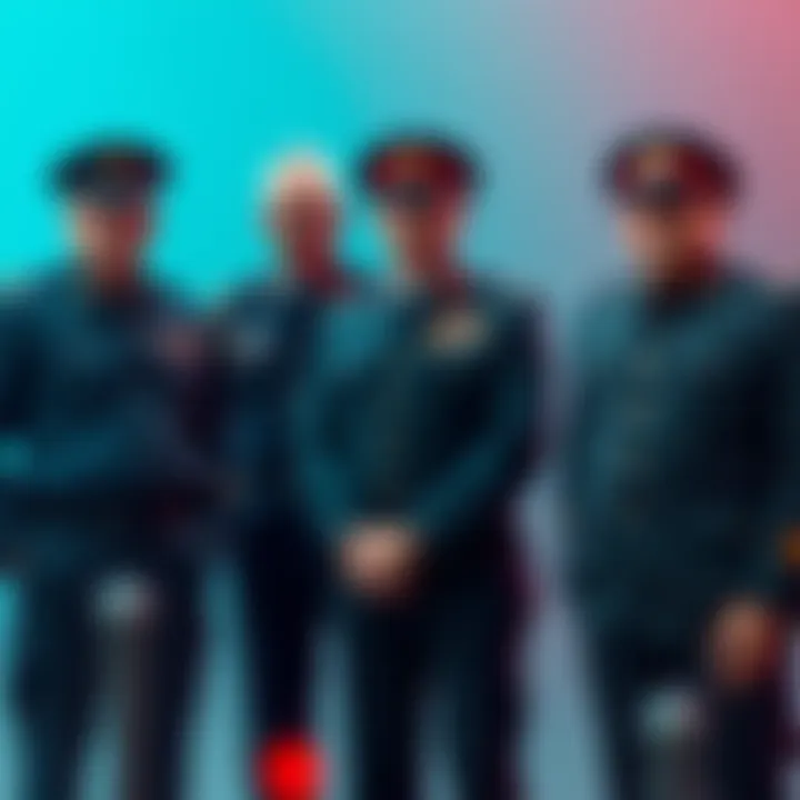 Four tech executives wearing military uniforms with Lieutenant Colonel insignias, standing together with serious expressions
