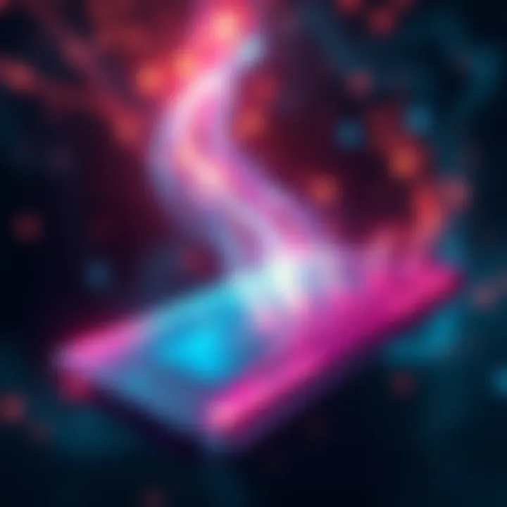A captivating illustration showcasing a digital device emitting ethereal lights, symbolizing the connection between technology and spirit communication.