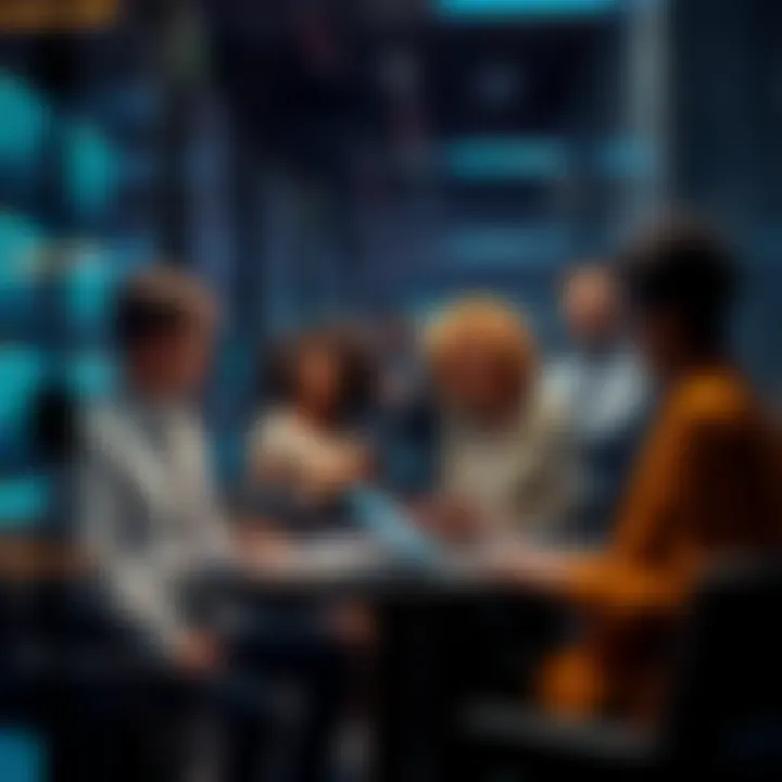 A group of diverse people discussing technology in a secure room, illustrating the role of gatekeepers in technology decisions.