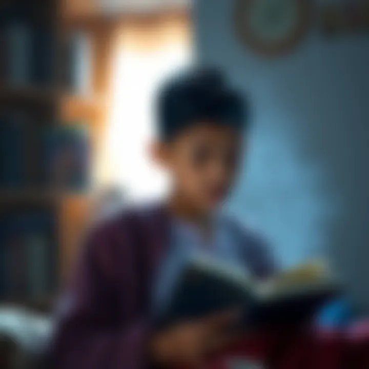 Teen questioning beliefs A teenager looking thoughtfully at a book about Kelsang Gyatso, deep in thought about their faith and upbringing.