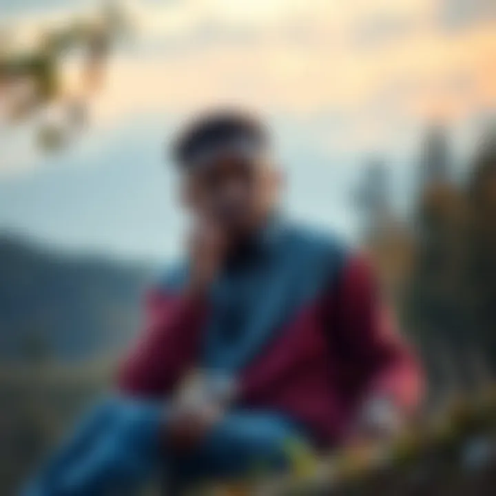 A thoughtful 16-year-old boy sitting outdoors, pondering about life after death, surrounded by nature.