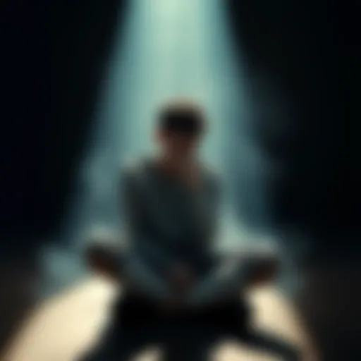 A 16-year-old sitting alone, looking pensive and disconnected, surrounded by dark shadows symbolizing inner struggle and confusion.