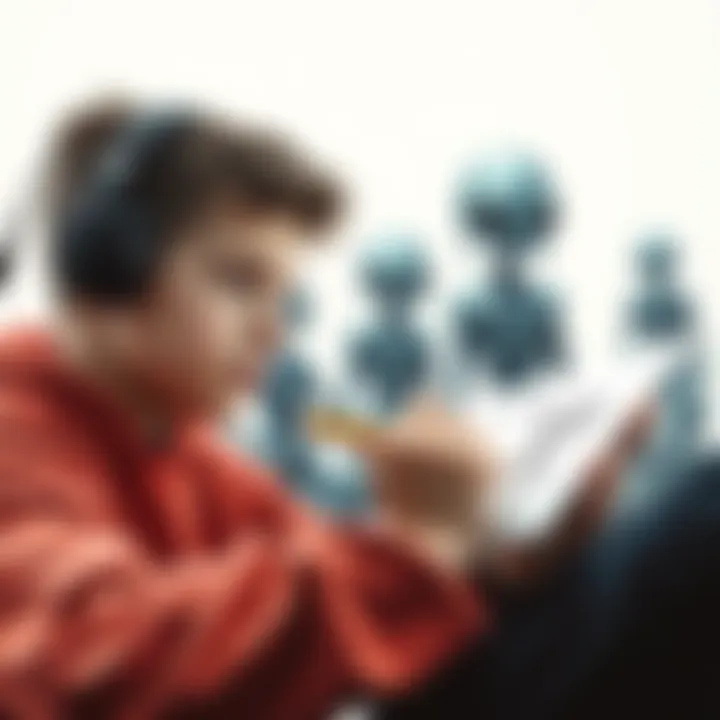 A teenager sketching gray aliens and hybrid figures, inspired by an alien abduction experience, with a pencil in hand and a focused expression.