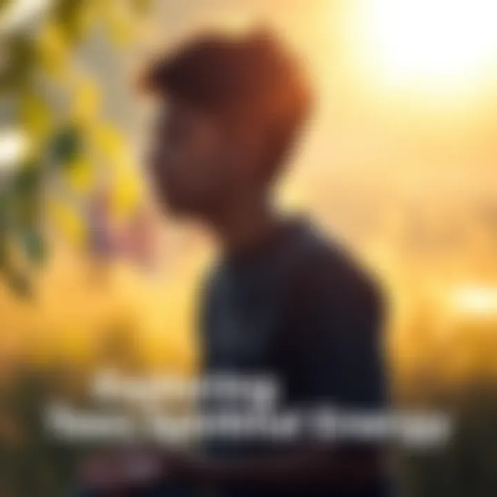 A teenager meditating in a serene outdoor setting, surrounded by glowing light, symbolizing spiritual energy and connection with nature.