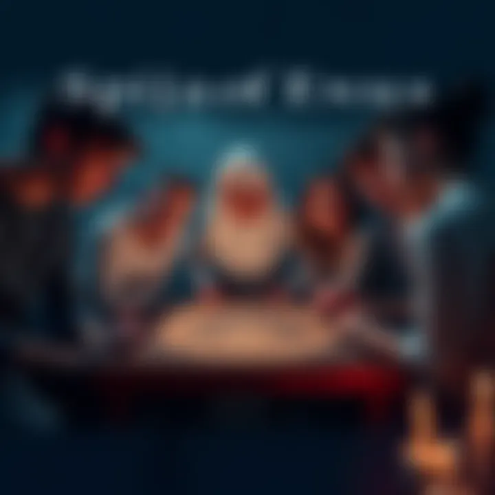 Teenagers using a Ouija board Four teenagers gathered around a homemade Ouija board, looking surprised and frightened as they attempt to communicate with a spirit