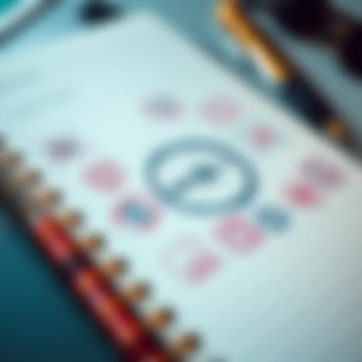 A close-up of a school notebook open to a page filled with repeated drawings of an unknown symbol made by a teenager.