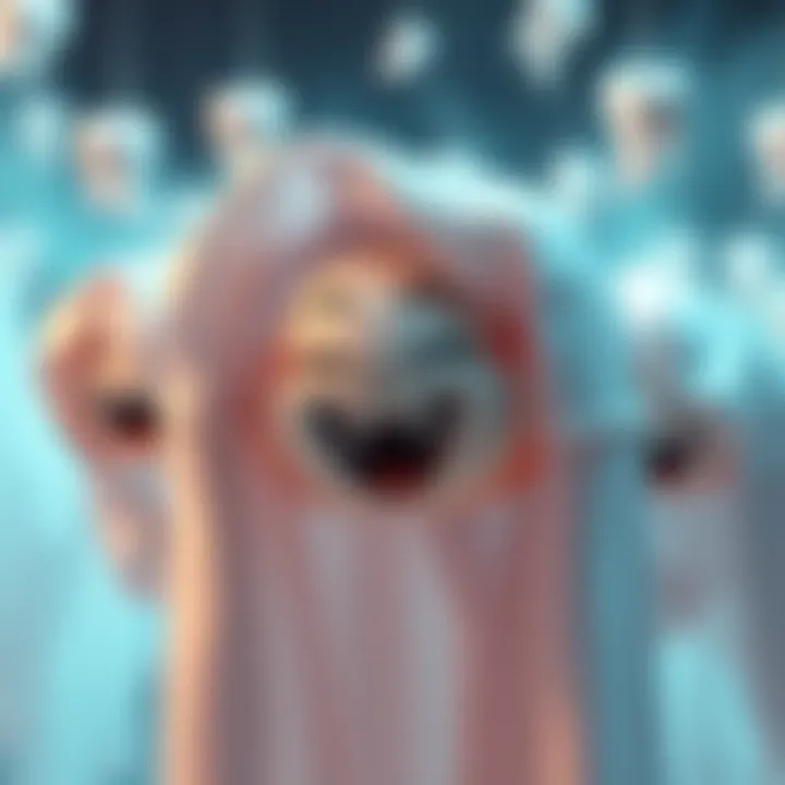 Cartoon teeth wrapped in white sheets with playful expressions, floating in the air