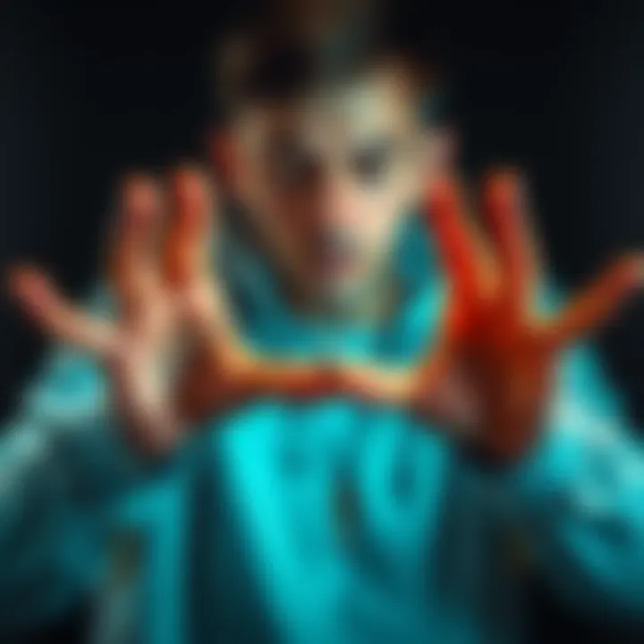 A person concentrating with outstretched hands, attempting to move a small object without touching it, symbolizing telekinesis.