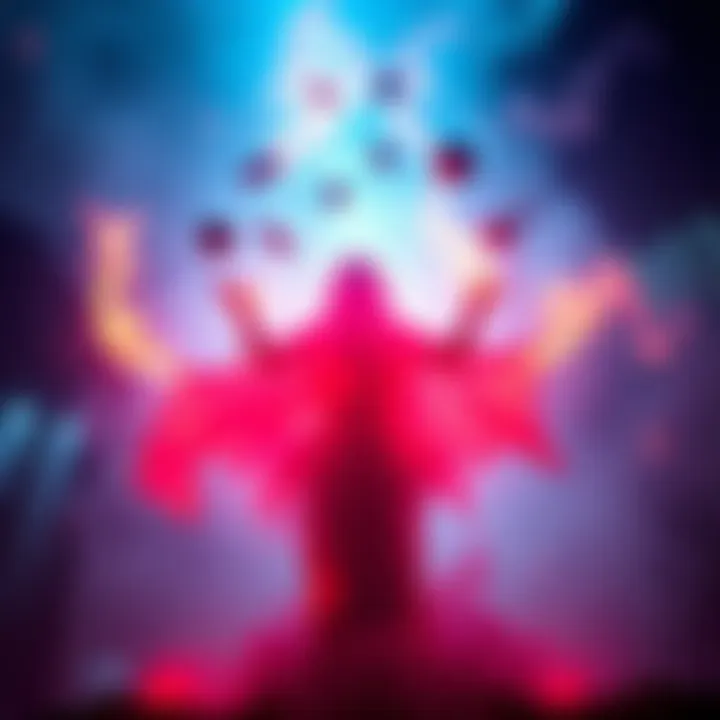 A mystical scene depicting energy manipulation with objects levitating around a spiritual silhouette.