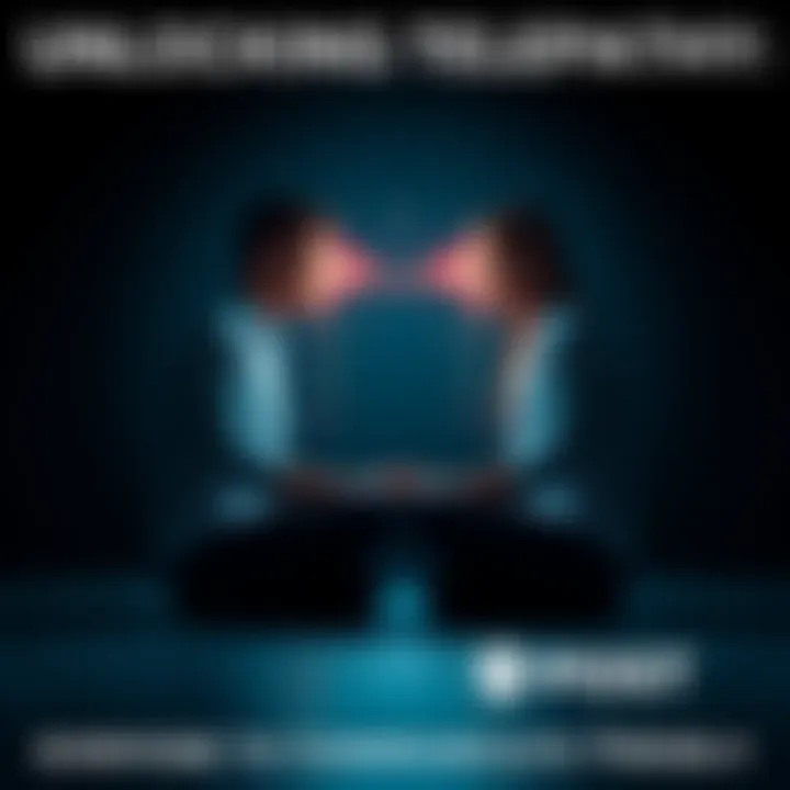 Telepathic Connection Two people sitting cross-legged, facing each other with glowing light connecting their foreheads, symbolizing telepathic communication.