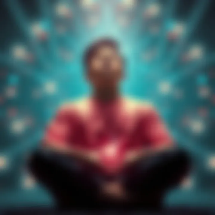 Individual sitting peacefully with closed eyes, surrounded by a soft glow, depicting the sensation of receiving a telepathic message.