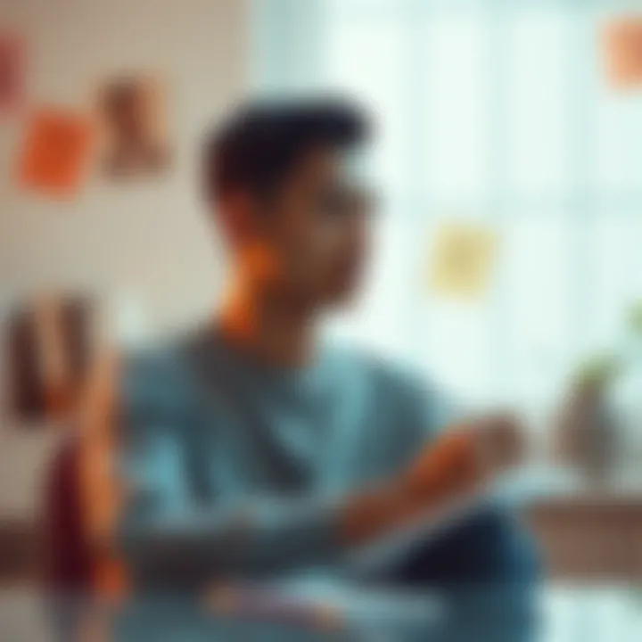 A person sitting in a quiet room, thinking deeply with a notepad and pencil, ready to answer numerical questions, showcasing a focused expression.